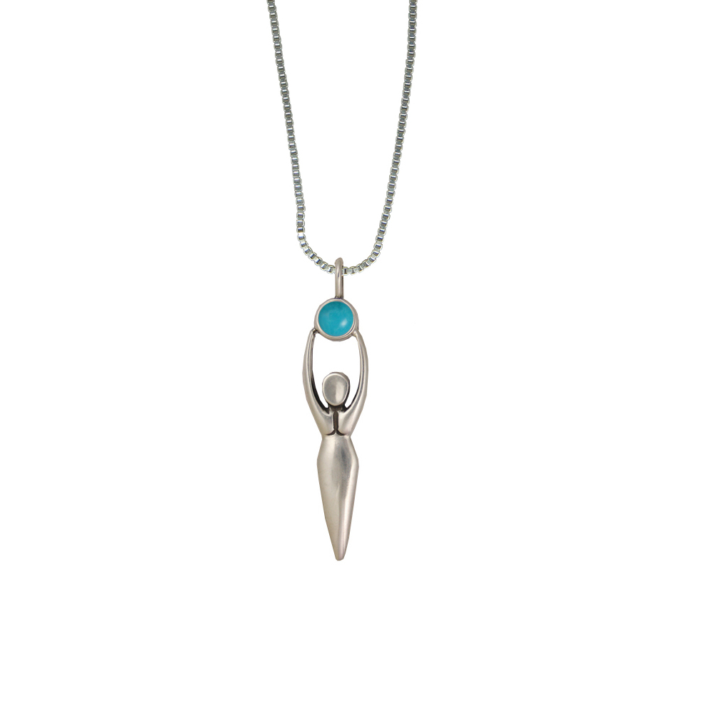 Sterling Silver Women Pendant With Turquoise